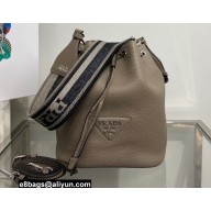 Prada Leather bucket bag 1BE060 Clay Gray 2022
