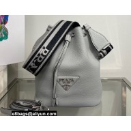 Prada Leather bucket bag 1BE060 Light Gray 2022