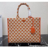Prada Symbole jacquard fabric Large handbag 1BA356 Orange 2022