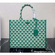 Prada Symbole jacquard fabric Large handbag 1BA356 Green 2022
