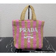 Prada Small raffia tote bag 1BG422 Pink 2022
