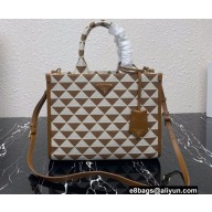 Prada Symbole jacquard fabric Small handbag 1BA354 Brown 2022