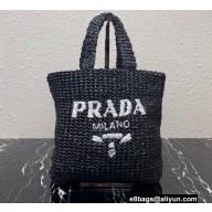 Prada Small raffia tote bag 1BG422 Black 2022
