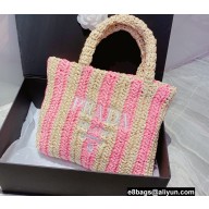 Cheap Sale Prada Small raffia tote bag Pink 2022