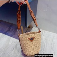 Cheap Sale Prada raffia Shoulder bag Creamy 2022