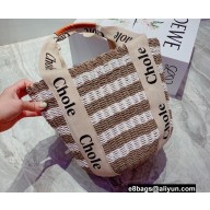 Cheap Sale Chloe Woody large raffia tote bag Beige/White 2022