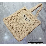 Cheap Sale Prada raffia tote bag 1BG393 Creamy 2022