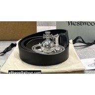 Vivienne Westwood Large Line Orb Buckle Belt 4899 Black/Silver