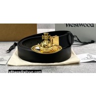 Vivienne Westwood Large Line Orb Buckle Belt 4899 Black/Gold