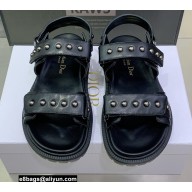 Dior Lambskin and Silver-Finish Rivets DiorAct Sandals Black 2022