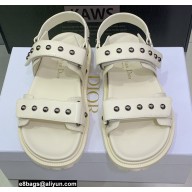 Dior Lambskin and Silver-Finish Rivets DiorAct Sandals Creamy 2022