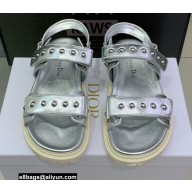 Dior Lambskin and Silver-Finish Rivets DiorAct Sandals Silver 2022