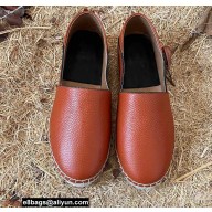 Valentino Grained Calfskin Leather Back Vlogo Espadrilles Brown 2022