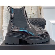 Chanel Calfskin Ankle Boots G39208 Patent Black 2022