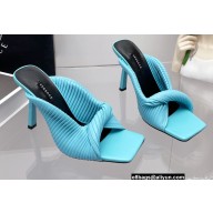 Versace Heel 10.5cm Twisted pleated leather Mules Blue 2022