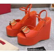 Valentino Heel 13cm Platform 5cm VLOGO Wedge Sandals Orange 2022