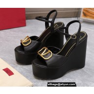 Valentino Heel 13cm Platform 5cm VLOGO Wedge Sandals Black 2022