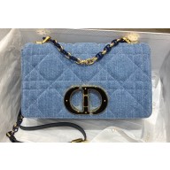 Dior Medium Caro Bag in Macrocannage Denim Blue 2022