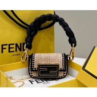 Fendi Raffia Nano Baguette Bag Charm Black 2022