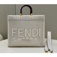 Fendi Sunshine Medium Shopper Tote Bag Two-toned perforated leather 2022