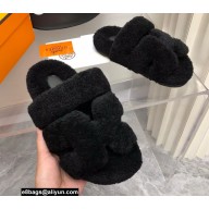 Hermes woolskin Chypre sandals Black 2022