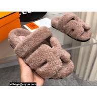 Hermes woolskin Chypre sandals Camel 2022