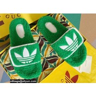 Gucci x adidas shearling platform sandals Green 2022
