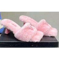 Versace Heel 7cm La Medusa Shearling MulesPink  2022