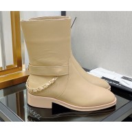 Chanel Back Chain Heel 3.5cm Ankle Boots Calfskin Beige 2022