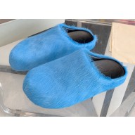 Marni long hair calfskin Fussbett sabot Blue 2022