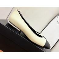 Chanel Pearl Around Heel Ballerinas Leather Light Beige 2022