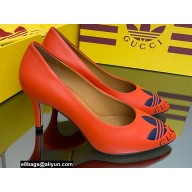 Gucci x adidas Heel 7.5cm women's Trefoil Pumps Leather Red 2022