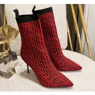 Balmain Heel 9.5cm Bicolor stretch knit Skye ankle boots with Balmain monogram 03 2022