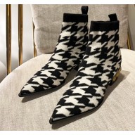 Balmain stretch knit Coin ankle boots houndstooth pattern 2022