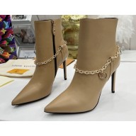 Louis Vuitton Heel 10cm Mansion Ankle Boots Nude with Chain 2022