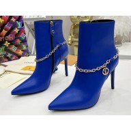 Louis Vuitton Heel 10cm Mansion Ankle Boots Blue with Chain 2022