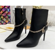 Louis Vuitton Heel 10cm Mansion Ankle Boots Black with Chain 2022
