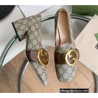 Gucci Blonde women's mid-heel pumps 701711 GG canvas Beige 2022