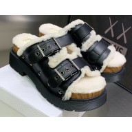 Dior Diorquake Strap Sandals in Calfskin and Shearling Black 2022
