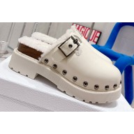 Dior Diorquake Clog in Calfskin and Shearling White 2022