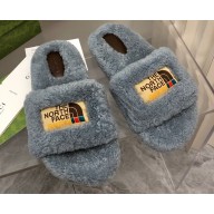 Gucci x The North Face shearling slides Gray 2022