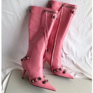 Balenciaga Arena lambskin Cagole Boots Pink 2022