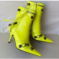 Balenciaga Arena lambskin Cagole Booties Neon Yellow 2022