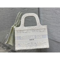 Dior Mini Book Tote Bag in Natural Macramé-Effect Embroidery 2022