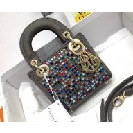 Lady Dior Micro Bag in Multicolor Crystal Embroidery Dark Gray 2022