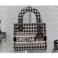 Lady Dior Small D-Lite Bag in Houndstooth Embroidery Black 2022