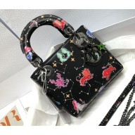 Lady Dior Mini Bag in Multicolor Dior Pixel Zodiac Printed Calfskin Black 2022