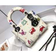 Lady Dior Mini Bag in Multicolor Dior Pixel Zodiac Printed Calfskin White 2022
