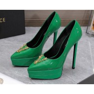 Versace Heel 15.5cm platform 1.5cm Virtus Pumps Patent Green 2022