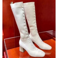 Hermes Fontaine 60 knit boots Top Quality White